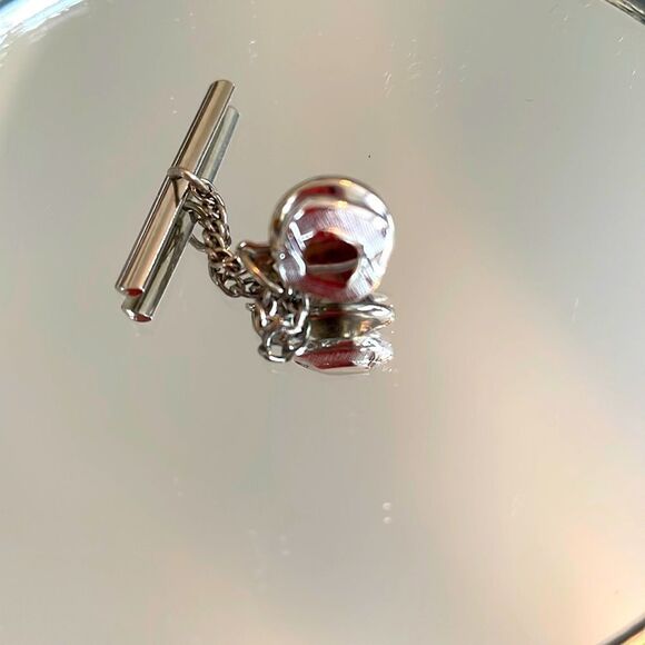 Vintage square silver tone tie tack - Picture 1 of 4